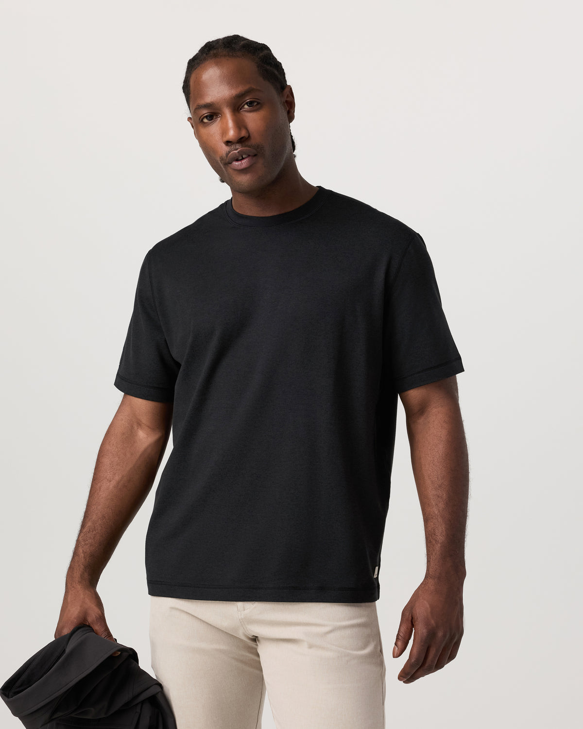 Men's Short Sleeve Ponto Tee - Relaxed Black Heather - Vuori