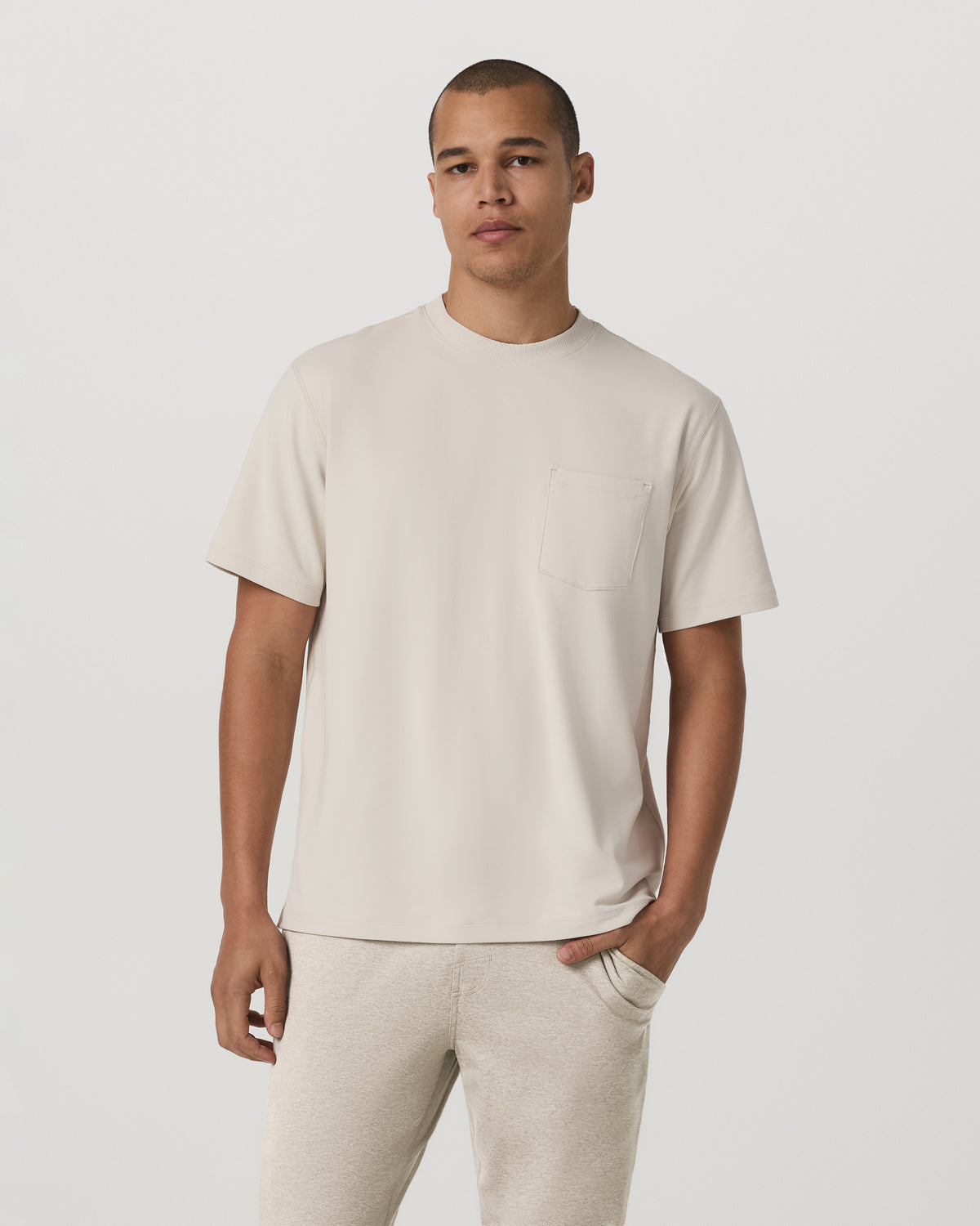 Men's Short Sleeve Ponto Pocket Tee - Relaxed Fit Bone - Vuori