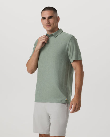 Strato Tech Polo Men's Thyme Heather Performance Shirt - Vuori
