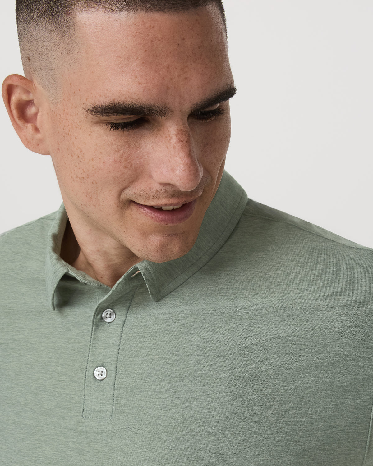 Strato Tech Polo Men's Thyme Heather Performance Shirt - Vuori