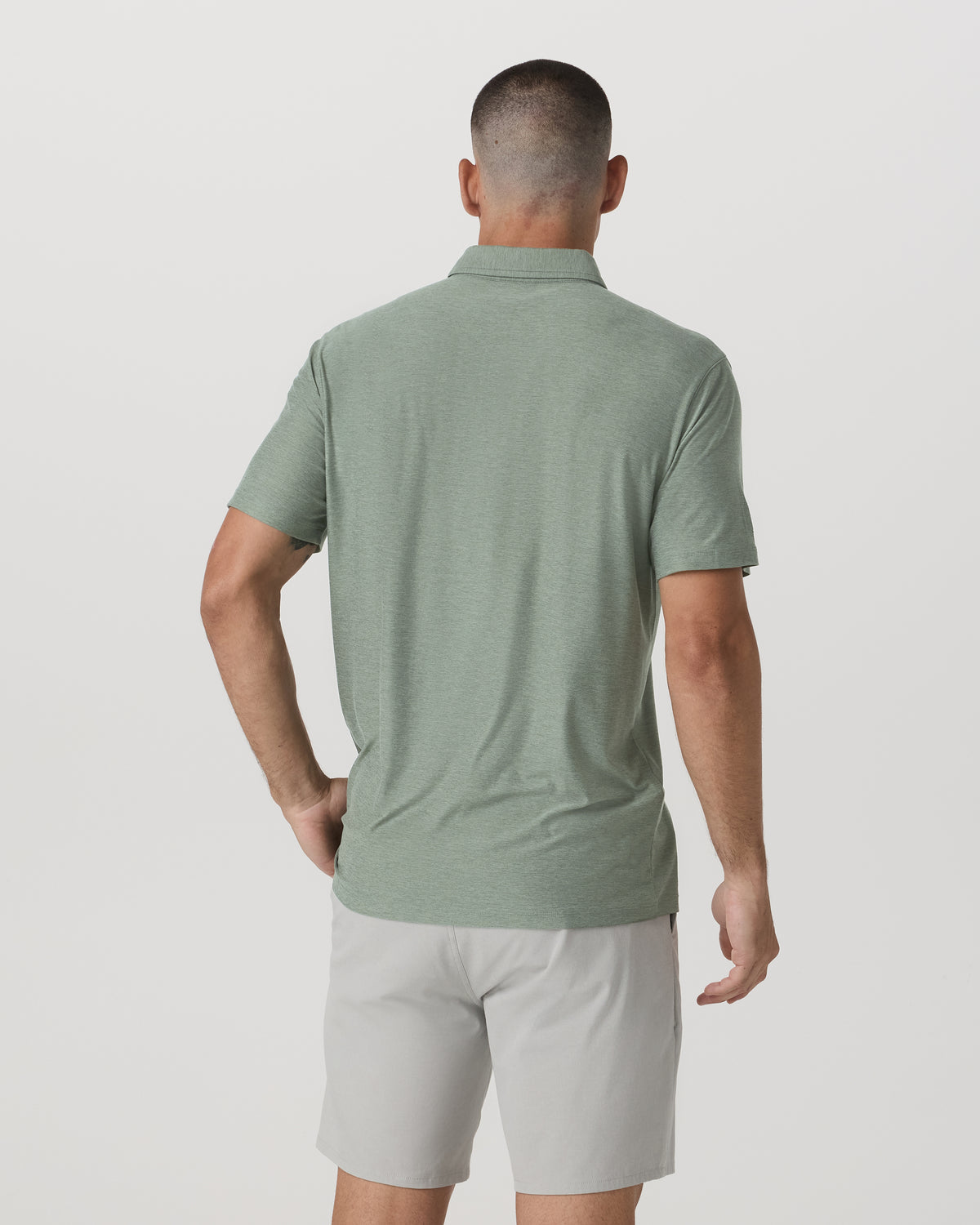 Strato Tech Polo Men's Thyme Heather Performance Shirt - Vuori
