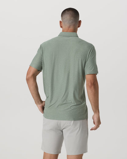 Strato Tech Polo Men's Thyme Heather Performance Shirt - Vuori