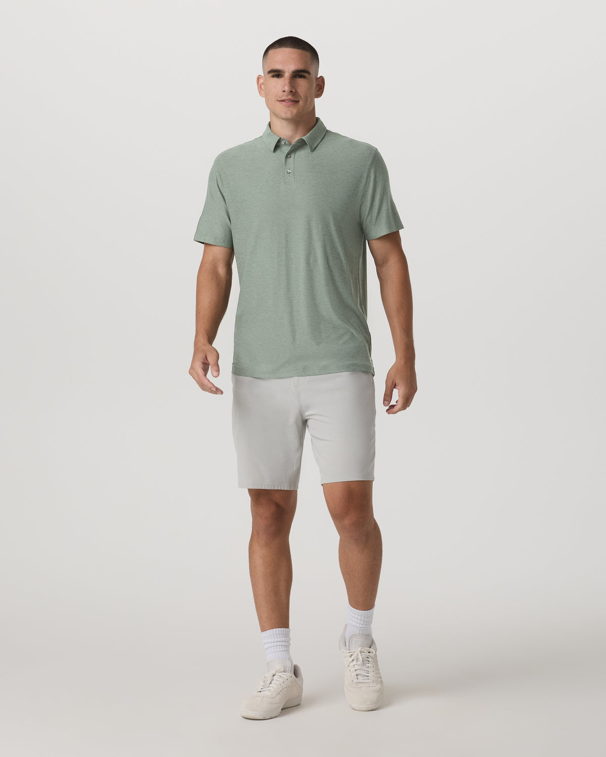 Strato Tech Polo Men's Thyme Heather Performance Shirt - Vuori