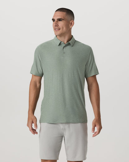 Strato Tech Polo Men's Thyme Heather Performance Shirt - Vuori