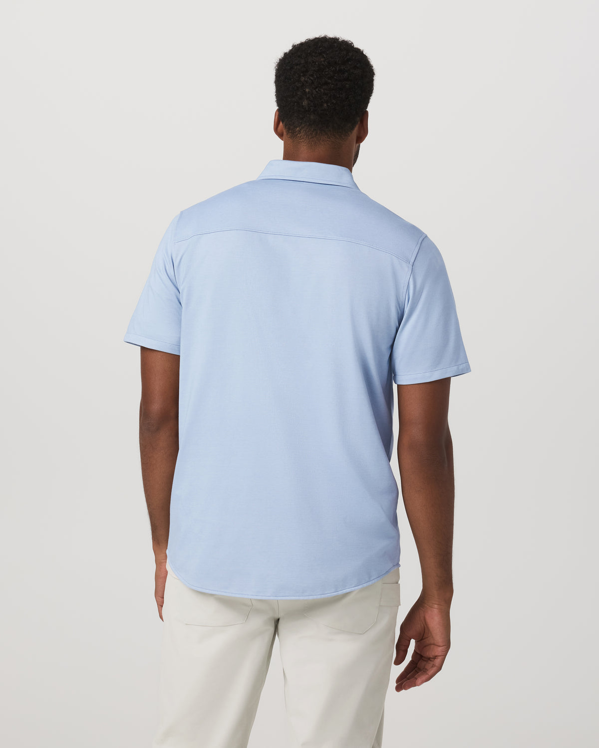 Short Sleeve Knit Oxford Button Down - Classic Fit Blue - Vuori