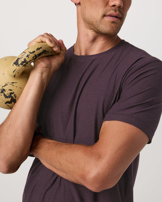 Strato Tech Tee Men's Raisin Heather Performance Shirt - Vuori