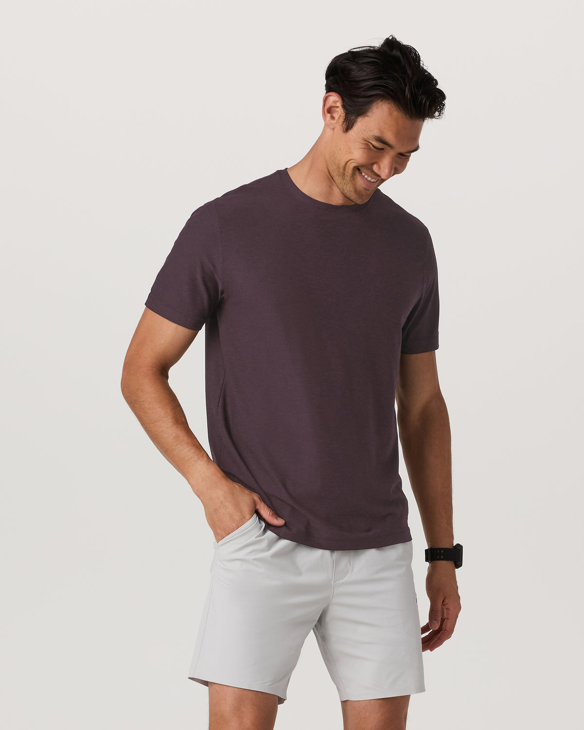 Strato Tech Tee Men's Raisin Heather Performance Shirt - Vuori