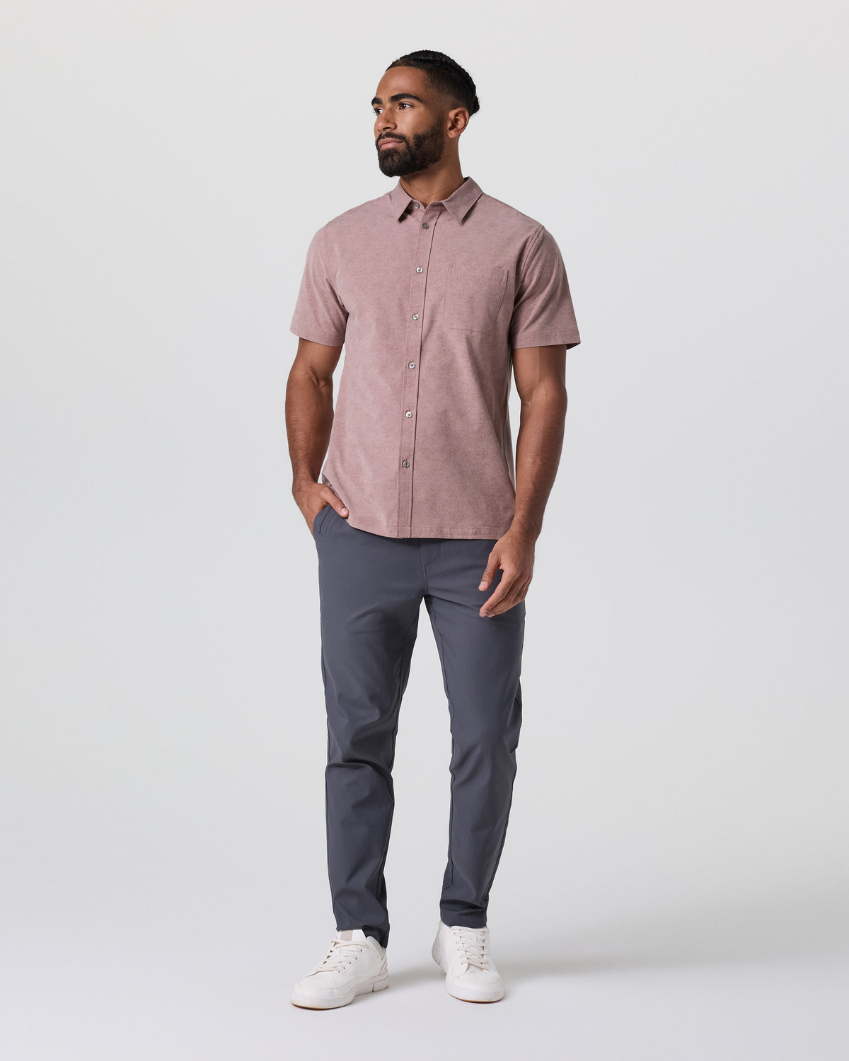 Short Sleeve Bridge Button Down Zion Rose Water Lily - Vuori