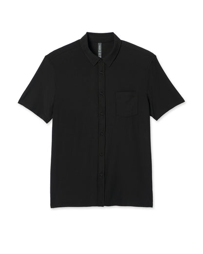 Short Sleeve Strato Button Down Men's Black Shirt - Vuori
