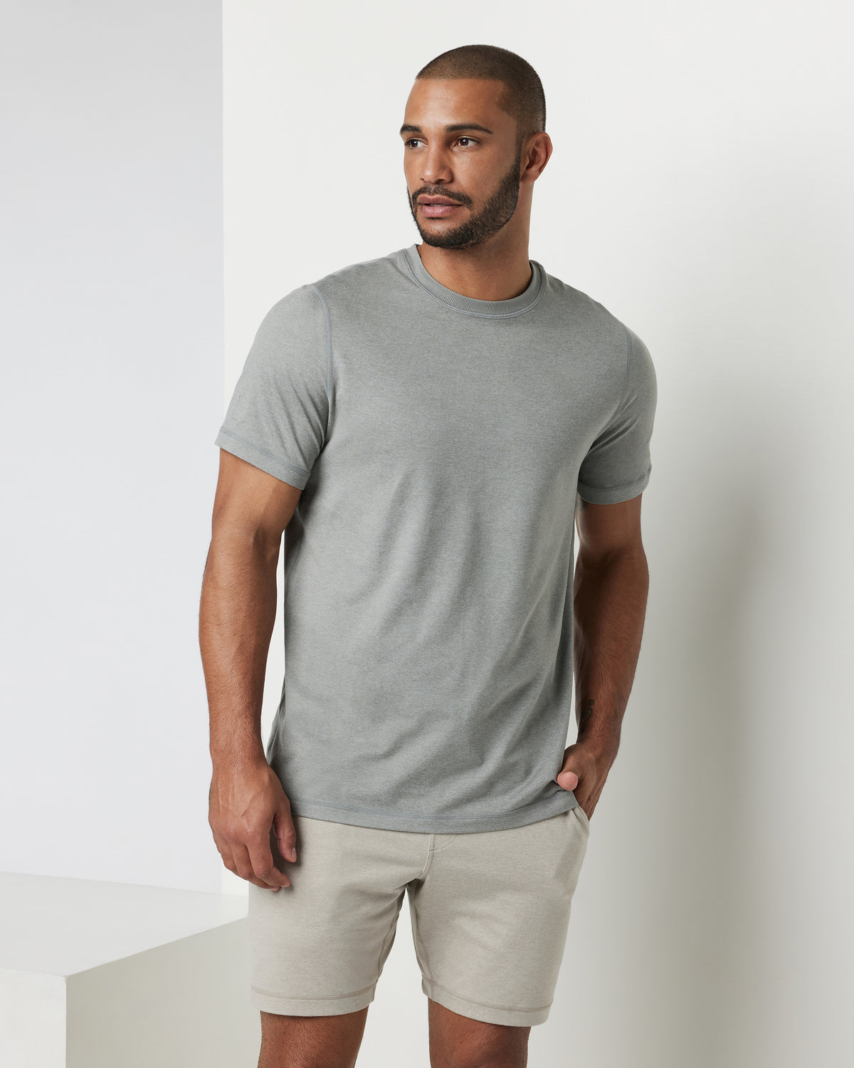 Short Sleeve Ponto Performance Tee Driftwood Heather - Vuori