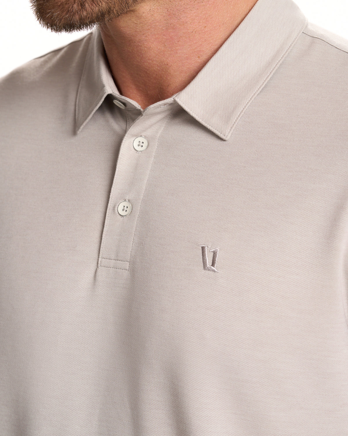 Knit Twill Polo Men's Beachsand Heather Golf Polo - Vuori