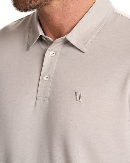 Knit Twill Polo Men's Beachsand Heather Golf Polo - Vuori