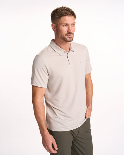 Knit Twill Polo Men's Beachsand Heather Golf Polo - Vuori