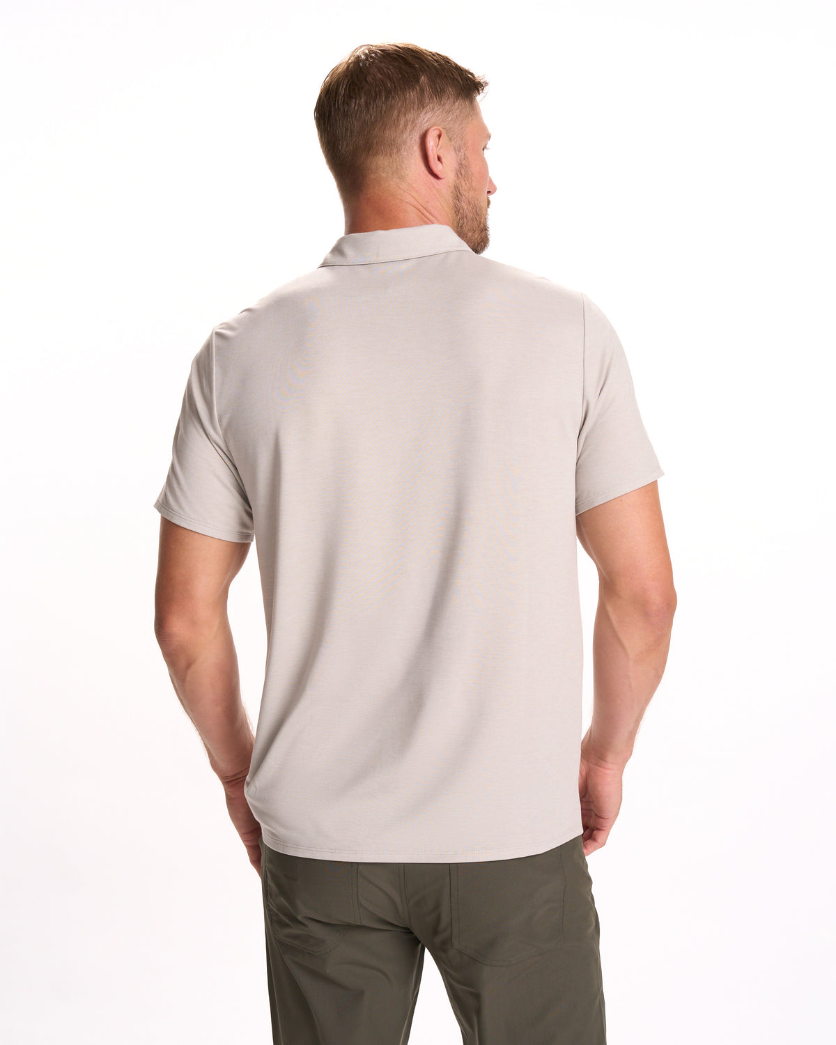 Knit Twill Polo Men's Beachsand Heather Golf Polo - Vuori