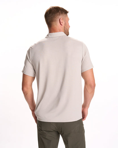 Knit Twill Polo Men's Beachsand Heather Golf Polo - Vuori