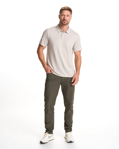 Knit Twill Polo Men's Beachsand Heather Golf Polo - Vuori