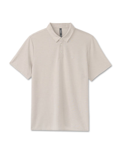 Knit Twill Polo Men's Beachsand Heather Golf Polo - Vuori