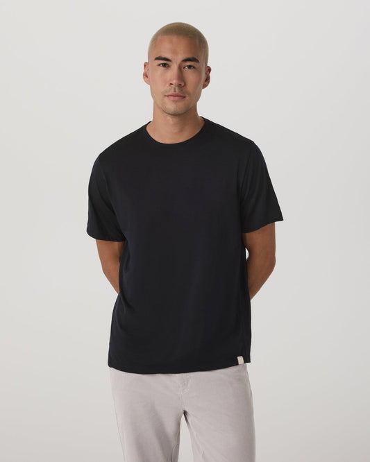Short Sleeve Merino Wool Tee Men's Black Knit Shirt - Vuori