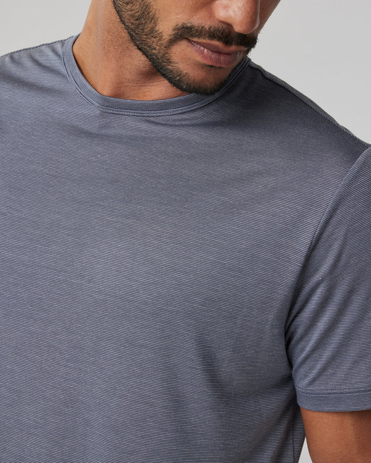 Short Sleeve Marina Stripe Tee Dark Pewter Run Shirt - Vuori