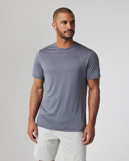 Short Sleeve Marina Stripe Tee Dark Pewter Run Shirt - Vuori