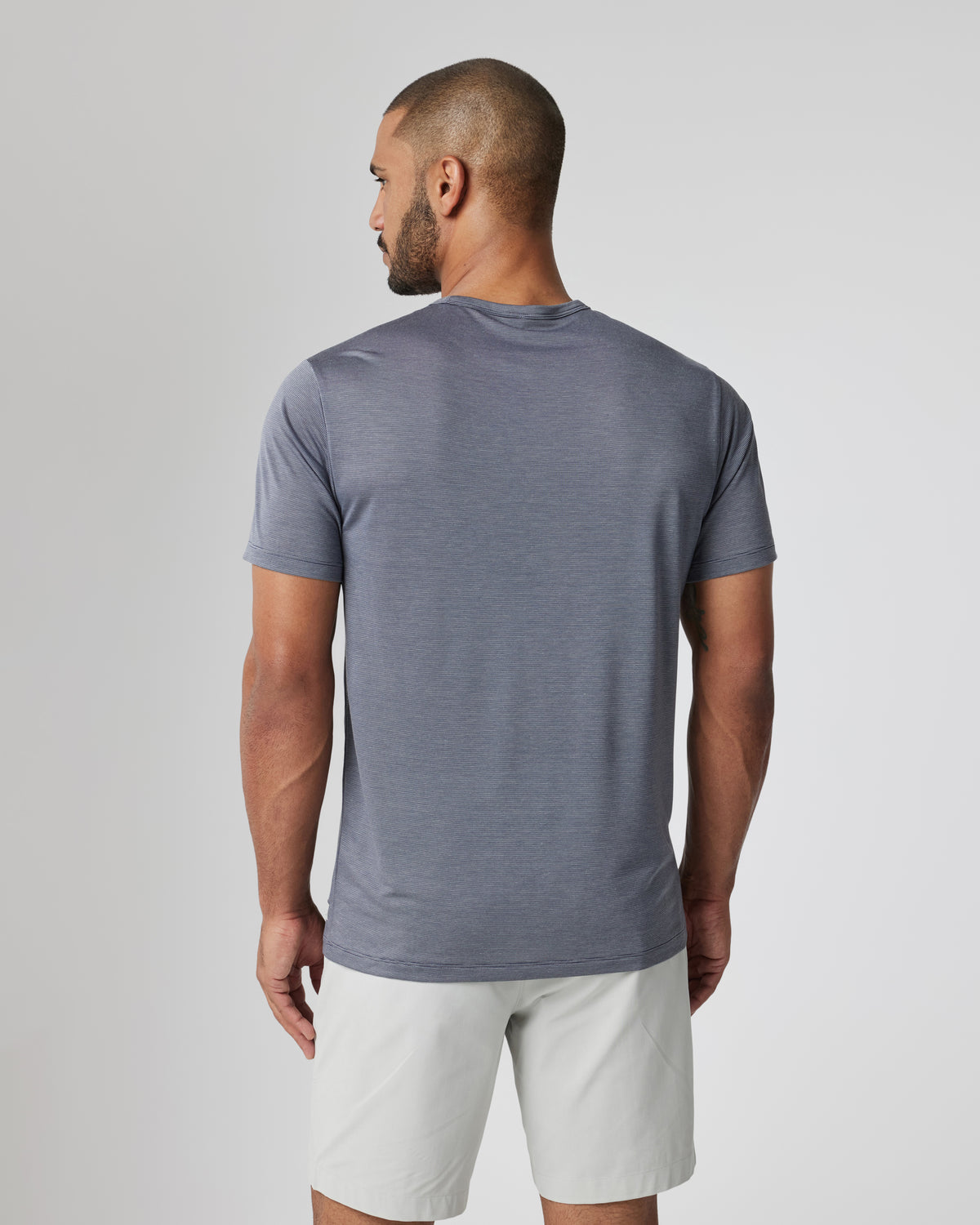 Short Sleeve Marina Stripe Tee Dark Pewter Run Shirt - Vuori