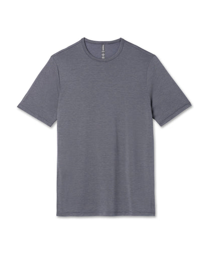 Short Sleeve Marina Stripe Tee Dark Pewter Run Shirt - Vuori