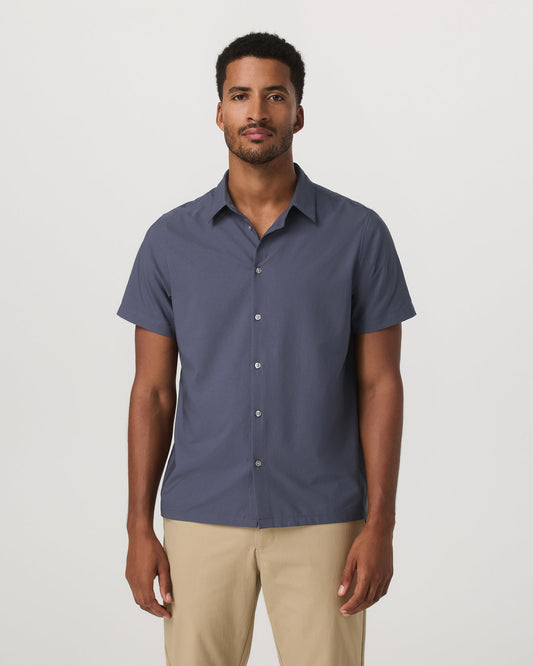 Short Sleeve Manhattan Button Down Men's Azure Shirt - Vuori