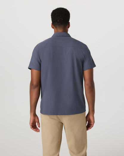 Short Sleeve Manhattan Button Down Men's Azure Shirt - Vuori