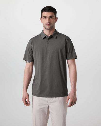 Short Sleeve Feather Polo Warm Grey - Vuori
