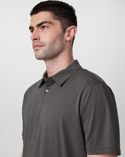 Short Sleeve Feather Polo Warm Grey - Vuori