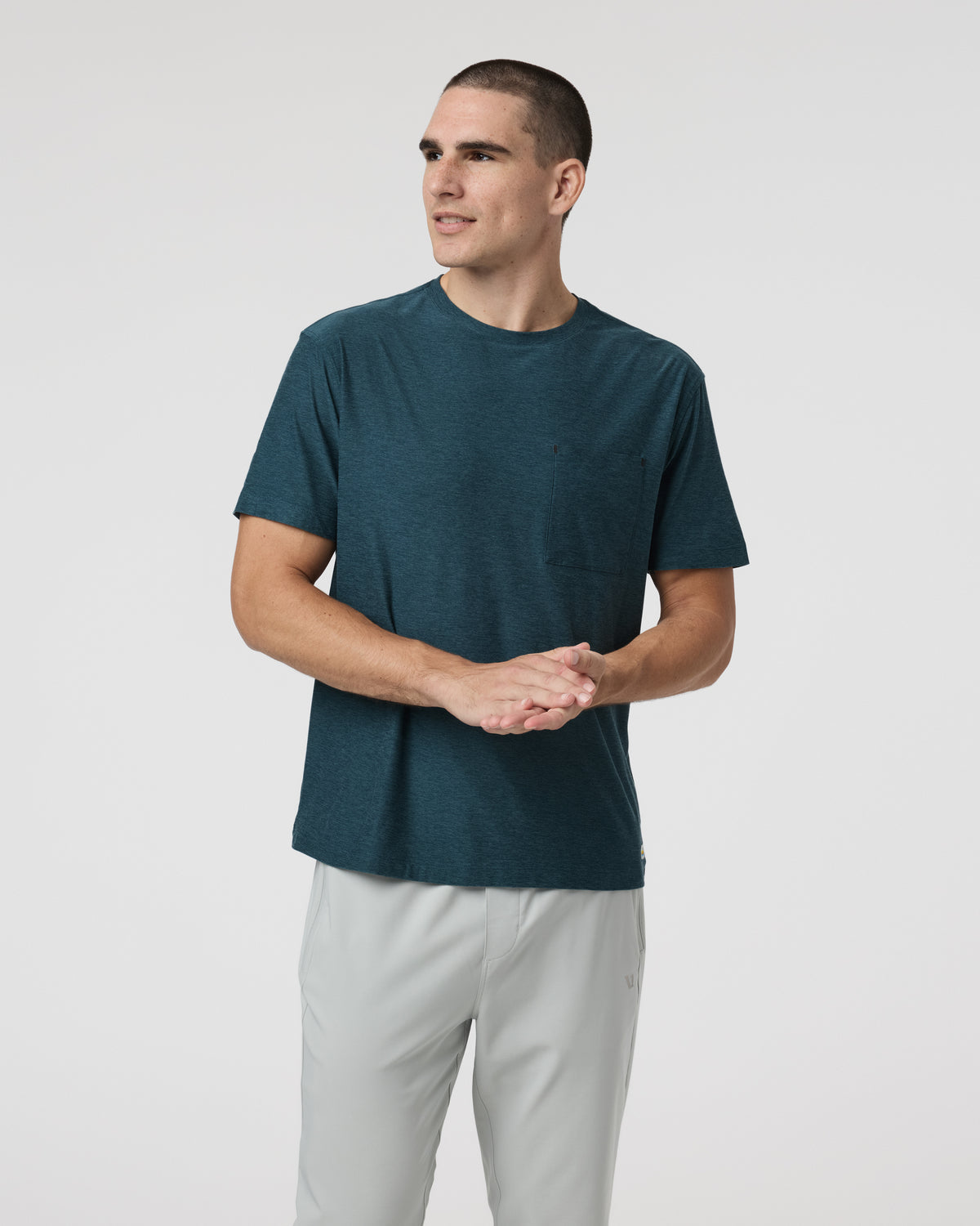 Short Sleeve Strato Pocket Tee - Relaxed Fit Light Deep Sea Heather - Vuori