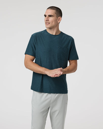 Short Sleeve Strato Pocket Tee - Relaxed Fit Light Deep Sea Heather - Vuori