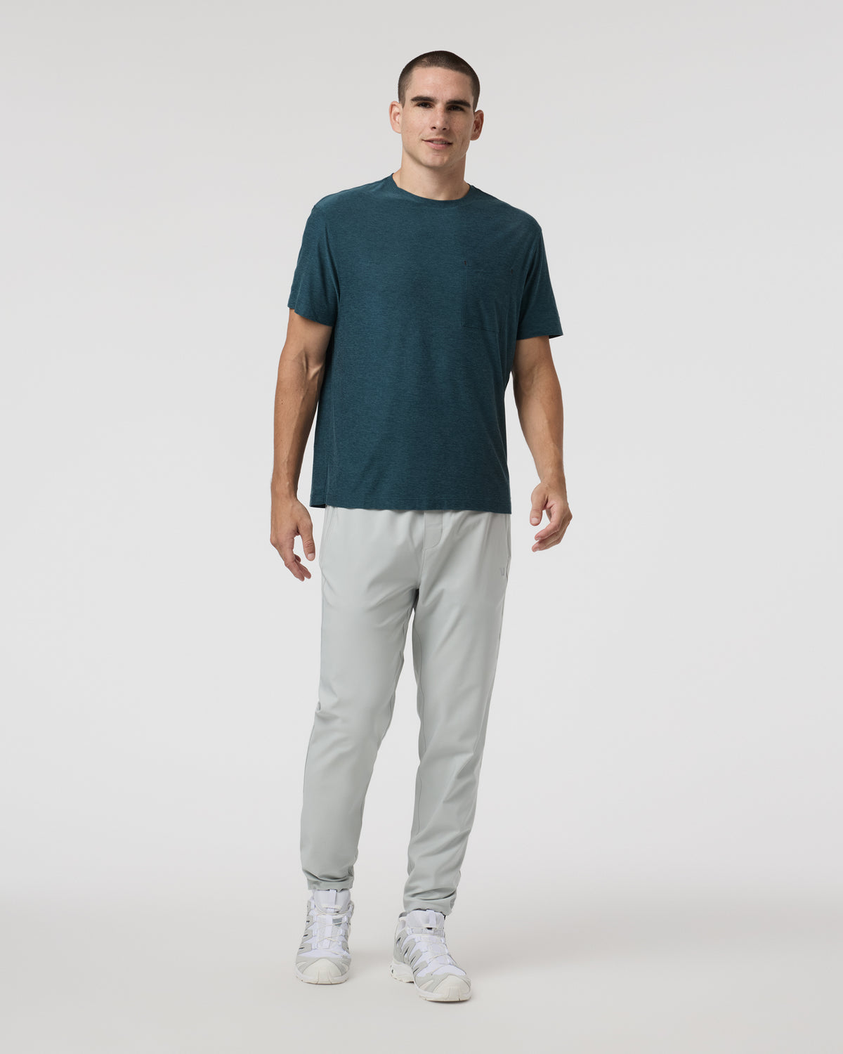Short Sleeve Strato Pocket Tee - Relaxed Fit Light Deep Sea Heather - Vuori