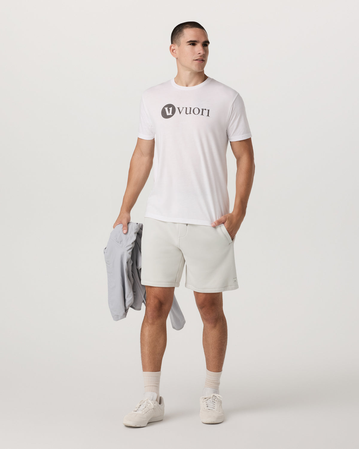 V1 Vuori Wordmark Logo Tee Men's White Logo T-Shirt - Vuori