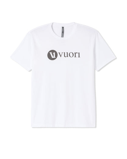 V1 Vuori Wordmark Logo Tee Men's White Logo T-Shirt - Vuori