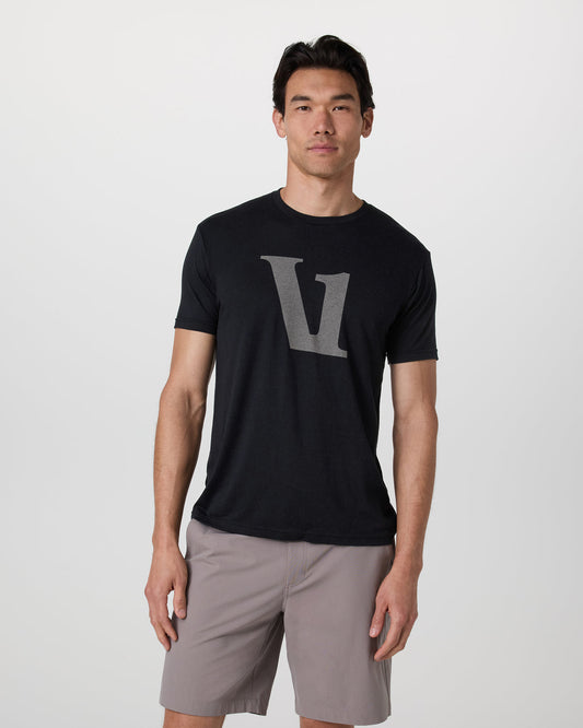 V1 Logo Tee Men's Black Graphic Tee - Vuori