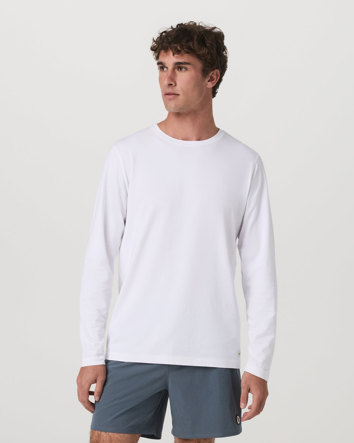Long Sleeve Tuvalu Tee Men's Lightweight White Shirt - Vuori