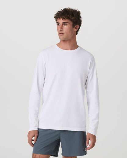 Long Sleeve Tuvalu Tee Men's Lightweight White Shirt - Vuori