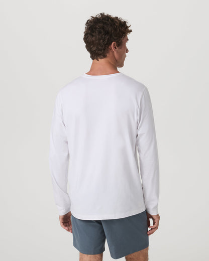 Long Sleeve Tuvalu Tee Men's Lightweight White Shirt - Vuori