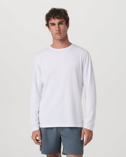 Long Sleeve Tuvalu Tee Men's Lightweight White Shirt - Vuori