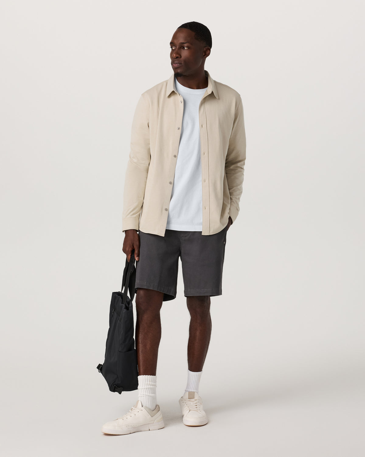 Long Sleeve Knit Oxford Button Down Men's Trench Shirt - Vuori