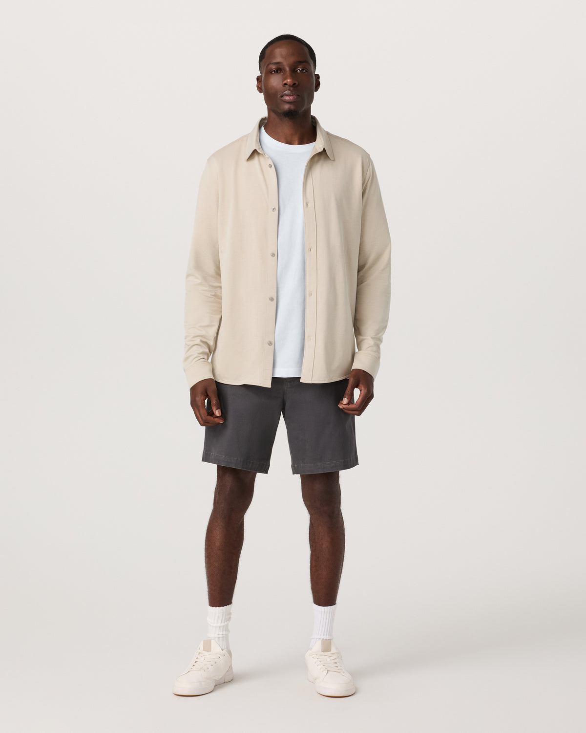 Long Sleeve Knit Oxford Button Down Men's Trench Shirt - Vuori