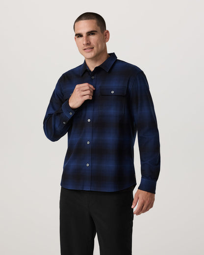Long Sleeve Flannel Button Down Men's Blue Coast Shirt - Vuori