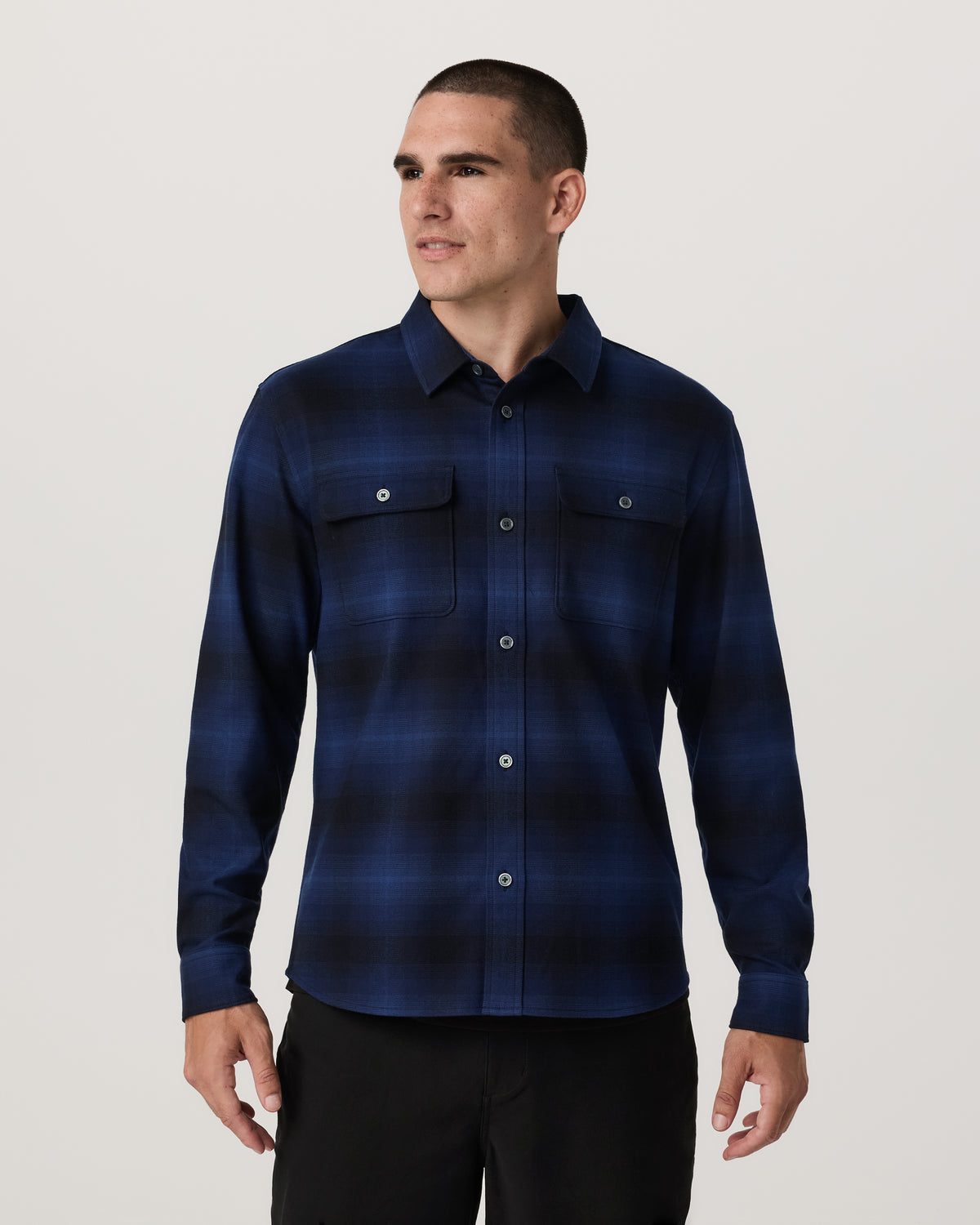 Long Sleeve Flannel Button Down Men's Blue Coast Shirt - Vuori