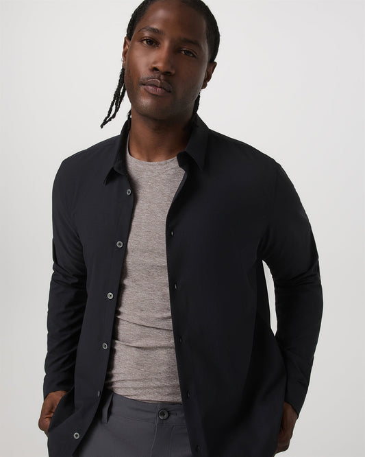 Long Sleeve Manhattan Button Down Men's Black Shirt - Vuori