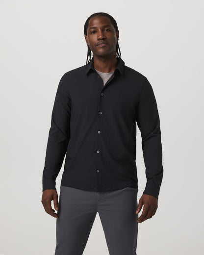 Long Sleeve Manhattan Button Down Men's Black Shirt - Vuori