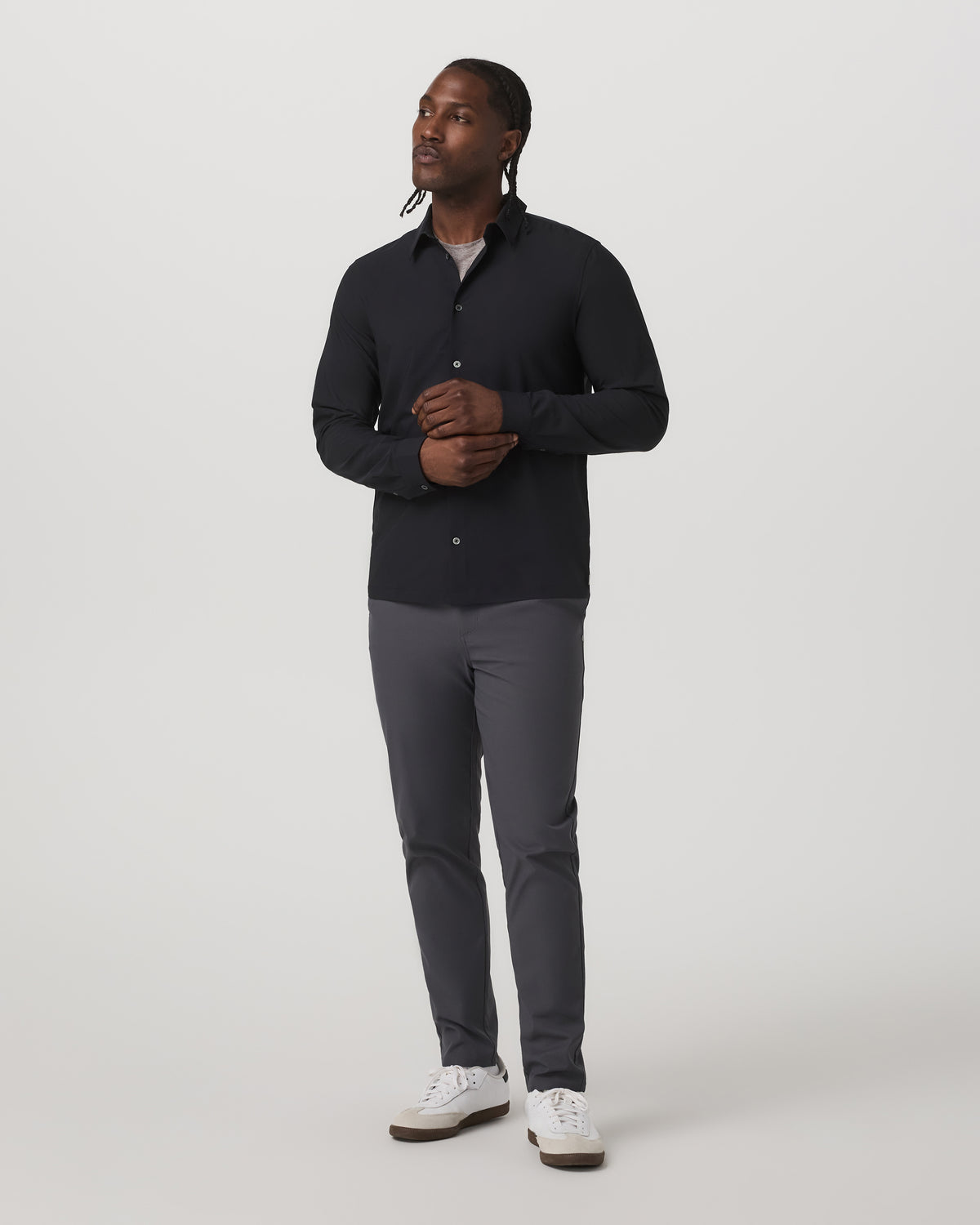 Long Sleeve Manhattan Button Down Men's Black Shirt - Vuori