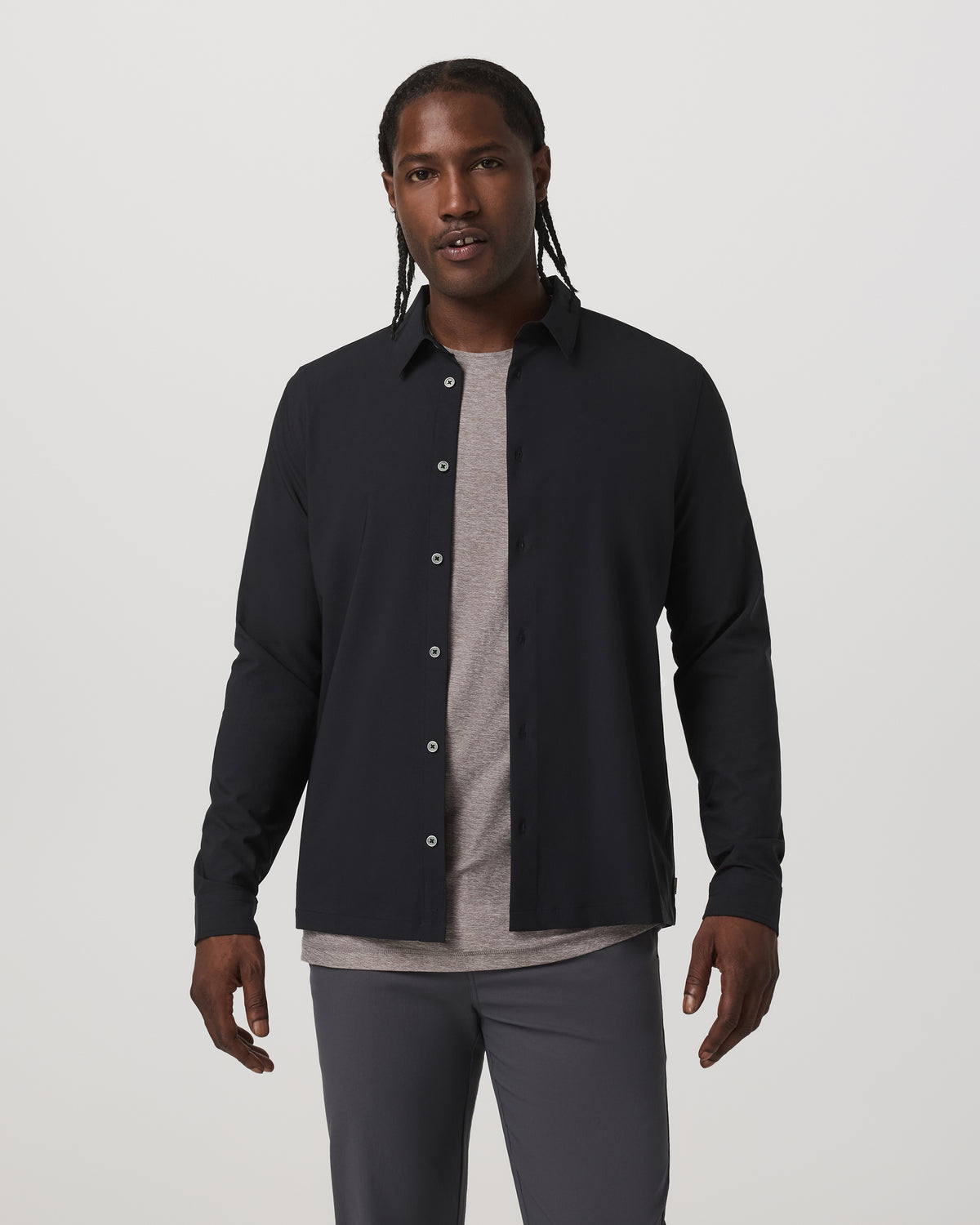 Long Sleeve Manhattan Button Down Men's Black Shirt - Vuori