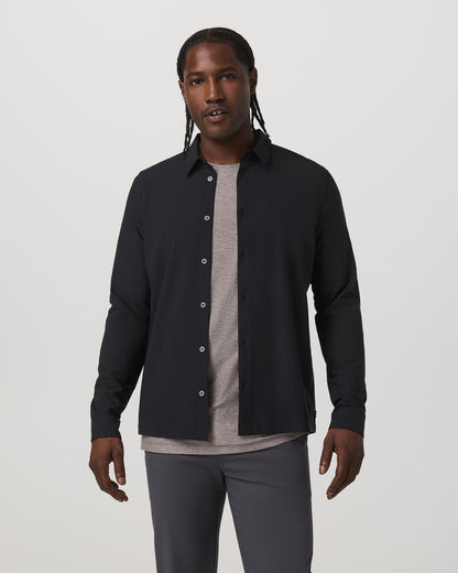 Long Sleeve Manhattan Button Down Men's Black Shirt - Vuori