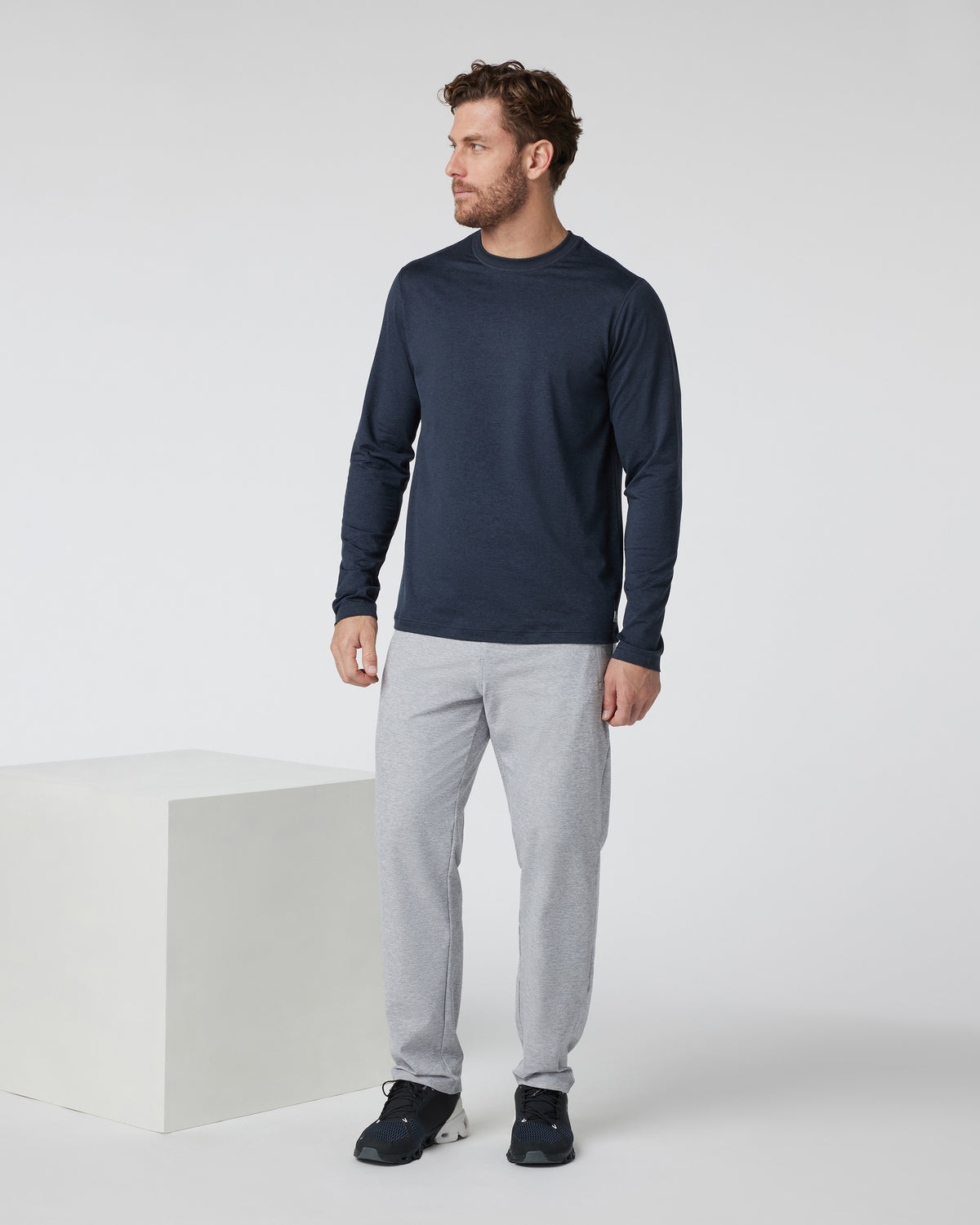 Long Sleeve Ponto Performance Tee Midnight Heather - Vuori